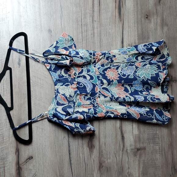 Anthro Maeve Mariposa Blue Pattern Button Front Tank - Picture 9 of 11